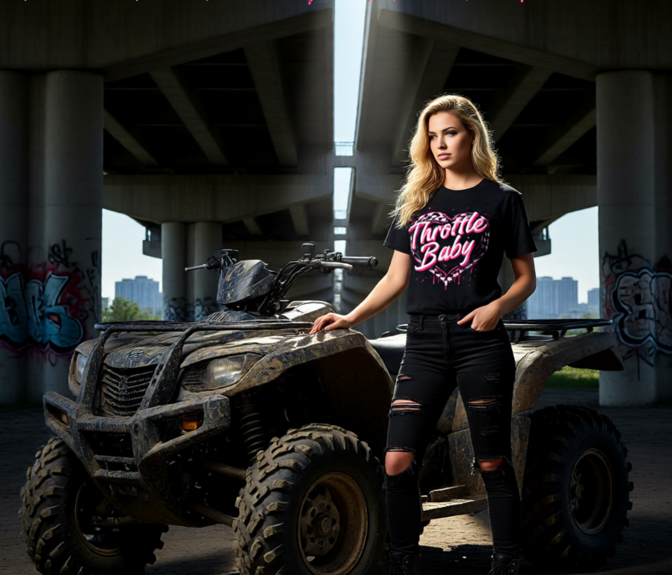Throttle Baby T‑Shirt — Pink Checkered Heart Racing Tee