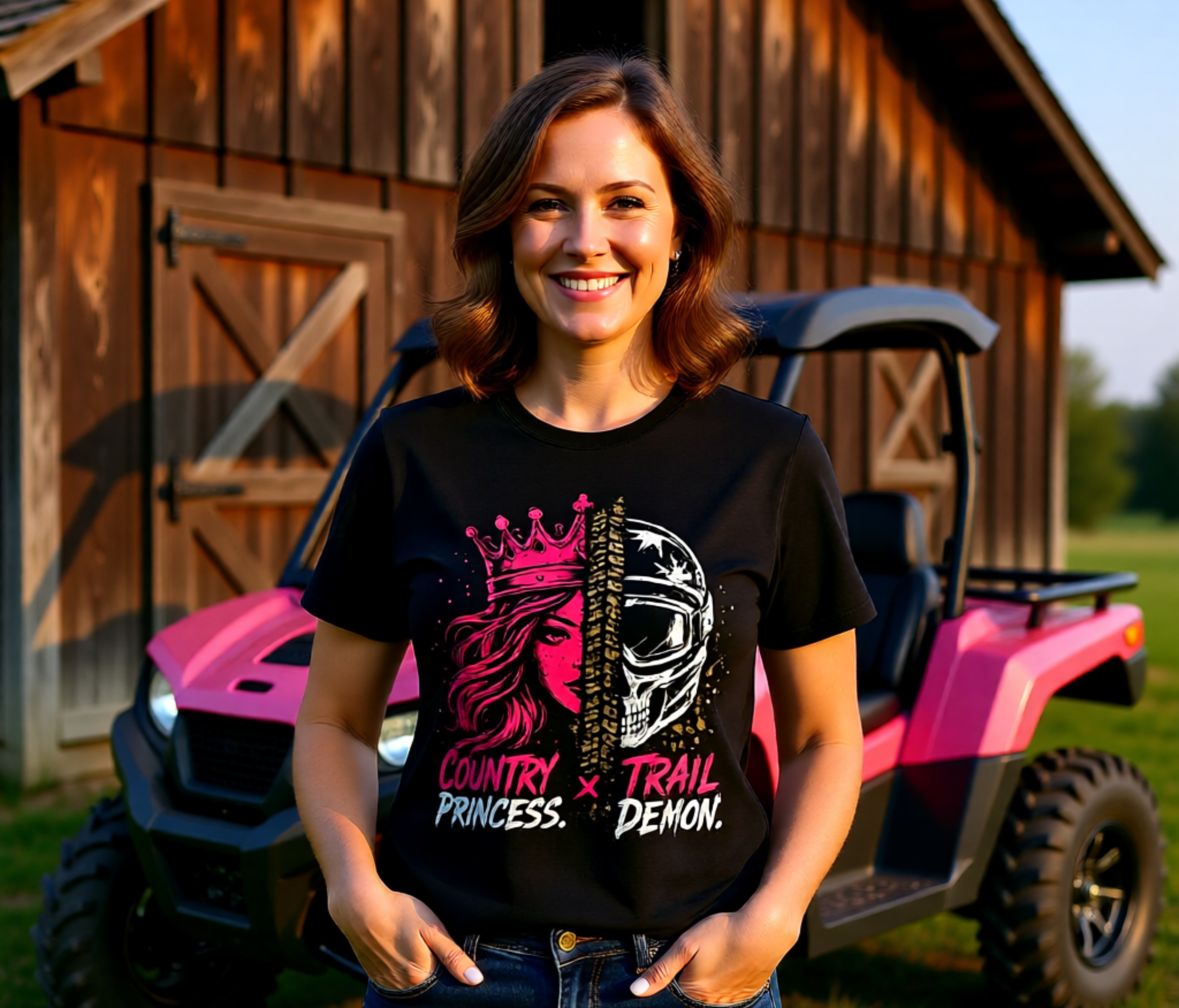 Country Princess x Skull Split-Face T-Shirt