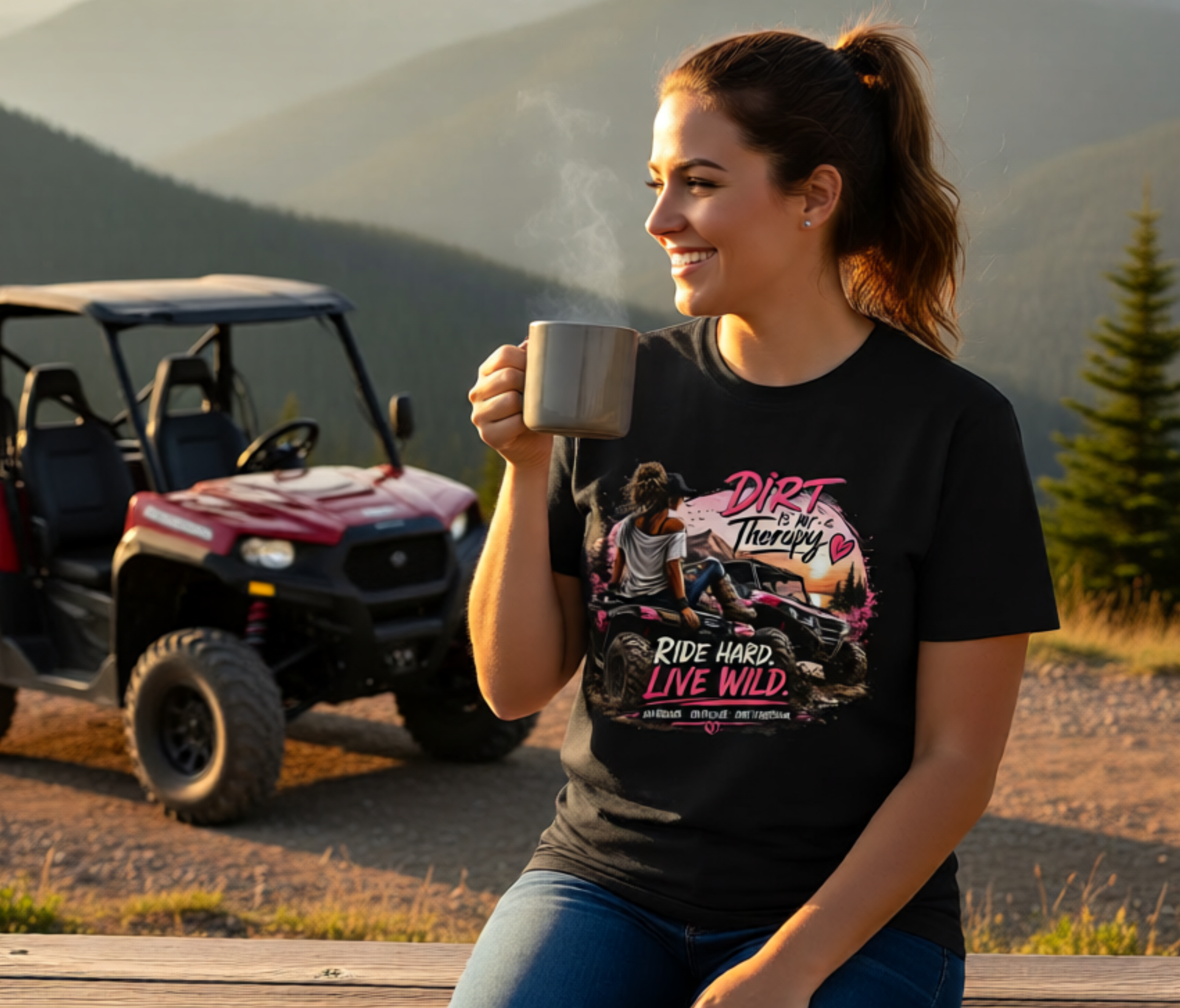 Dirt Is My Therapy T-Shirt — 'Ride Hard, Live Wild' Off-Road Adventure Tee