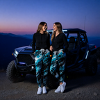 Teal, Black Grunge Aztec All-Over Printed Joggers