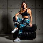 Teal, Black Grunge Aztec All-Over Printed Joggers