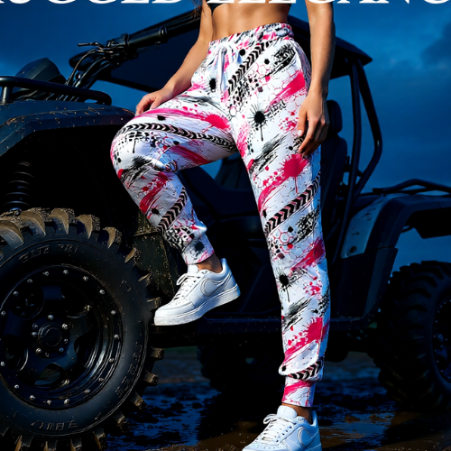 Pink Paint-Splash Athletic Joggers