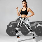 Dirtista Black & White Tire-Track Graphic Joggers