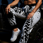 Dirtista Black & White Tire-Track Graphic Joggers