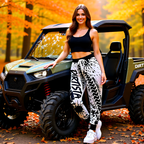 Dirtista Black & White Tire-Track Graphic Joggers