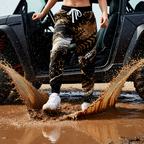 Mud Print Joggers with Tire Track & Grunge Camo