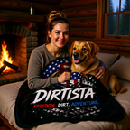 Dirtista "Freedom. Dirt. Adventure." Sherpa Fleece Blanket | Patriotic Women's ATV & UTV Throw Blanket