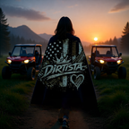Dirtista Patriotic Sherpa Fleece Blanket | American Flag Off-Road Throw Blanket for Women