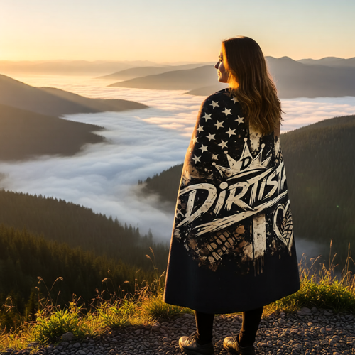 Dirtista Patriotic Sherpa Fleece Blanket | American Flag Off-Road Throw Blanket for Women