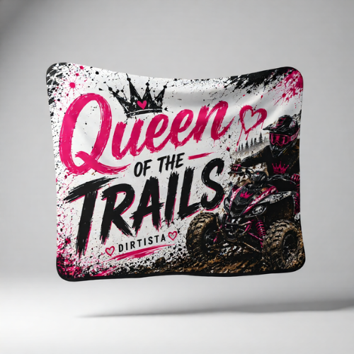 Queen of the Trails Sherpa Fleece Blanket | Women's ATV & UTV Throw Blanket | Dirtista