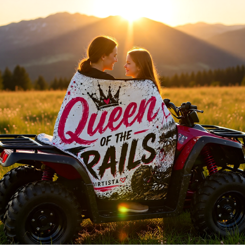 Queen of the Trails Sherpa Fleece Blanket | Women's ATV & UTV Throw Blanket | Dirtista