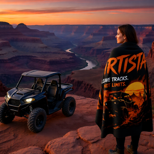 Dirtista "Leave Tracks. Not Limits." Sherpa Fleece Blanket | Desert Off-Road UTV Throw Blanket