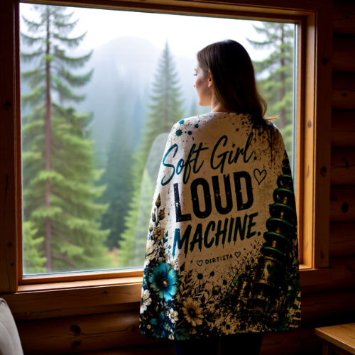 Soft Girl. Loud Machine. Sherpa Fleece Blanket | Women's Off-Road ATV & UTV Throw Blanket | Dirtista