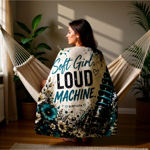 Soft Girl. Loud Machine. Sherpa Fleece Blanket | Women's Off-Road ATV & UTV Throw Blanket | Dirtista