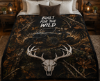Built for the Wild Sherpa Blanket — Camo ATV & Deer Skull Fleece Throw