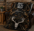 Built for the Wild Sherpa Blanket — Camo ATV & Deer Skull Fleece Throw