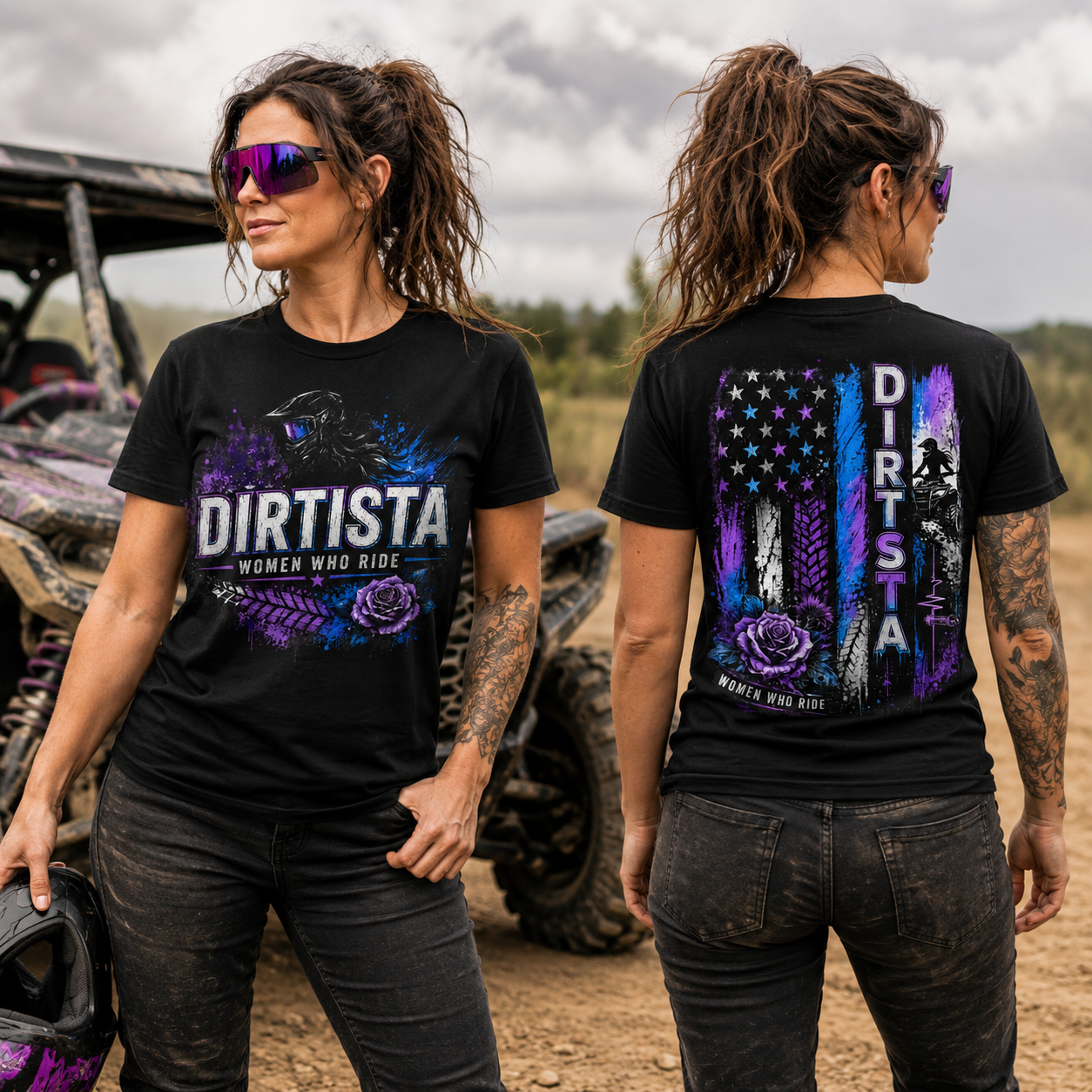 Dirtista Women Who Ride Purple & Blue UTV T-Shirt