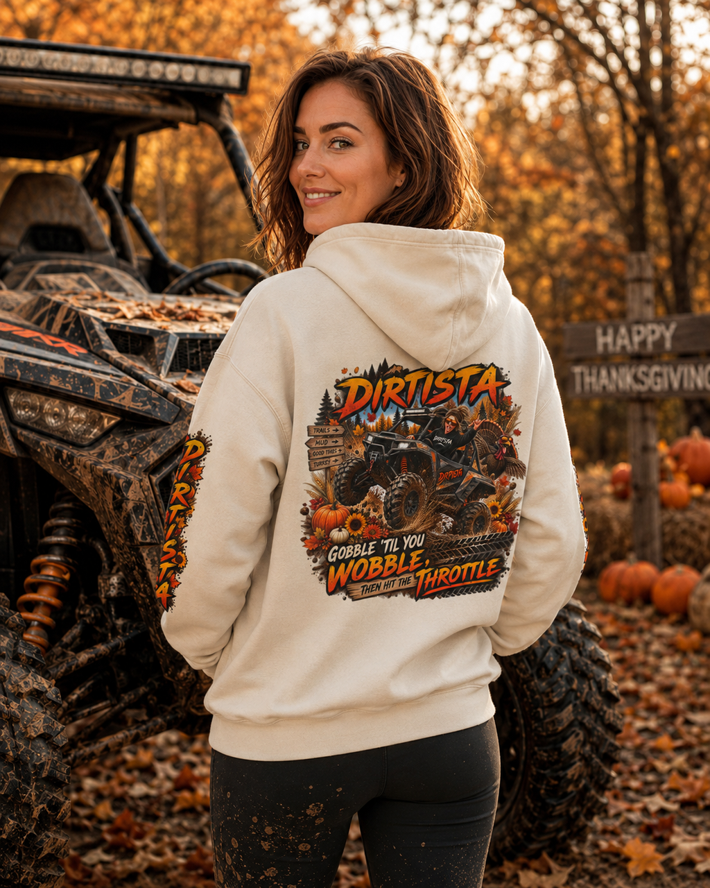 Gobble ’Til You Wobble Women’s UTV Thanksgiving Hoodie – Dirtista