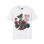 Ride Till I Die ATV T-Shirt — Skeleton Rider with Roses