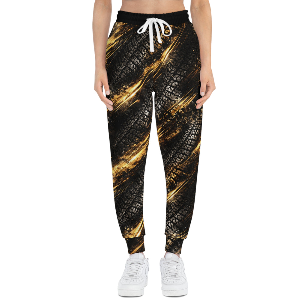 Gold Brushstroke Tire-Print Joggers