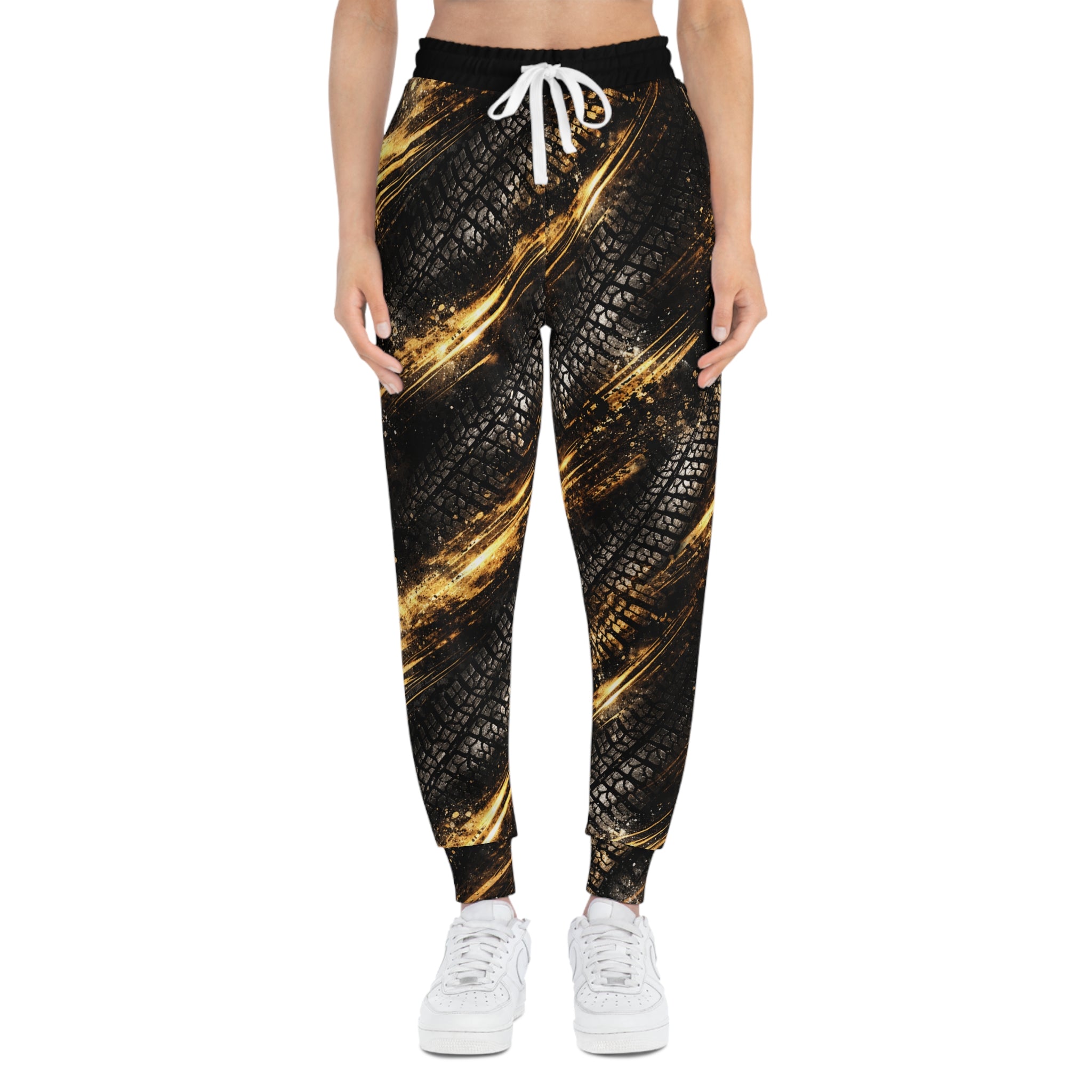 Gold Brushstroke Tire-Print Joggers
