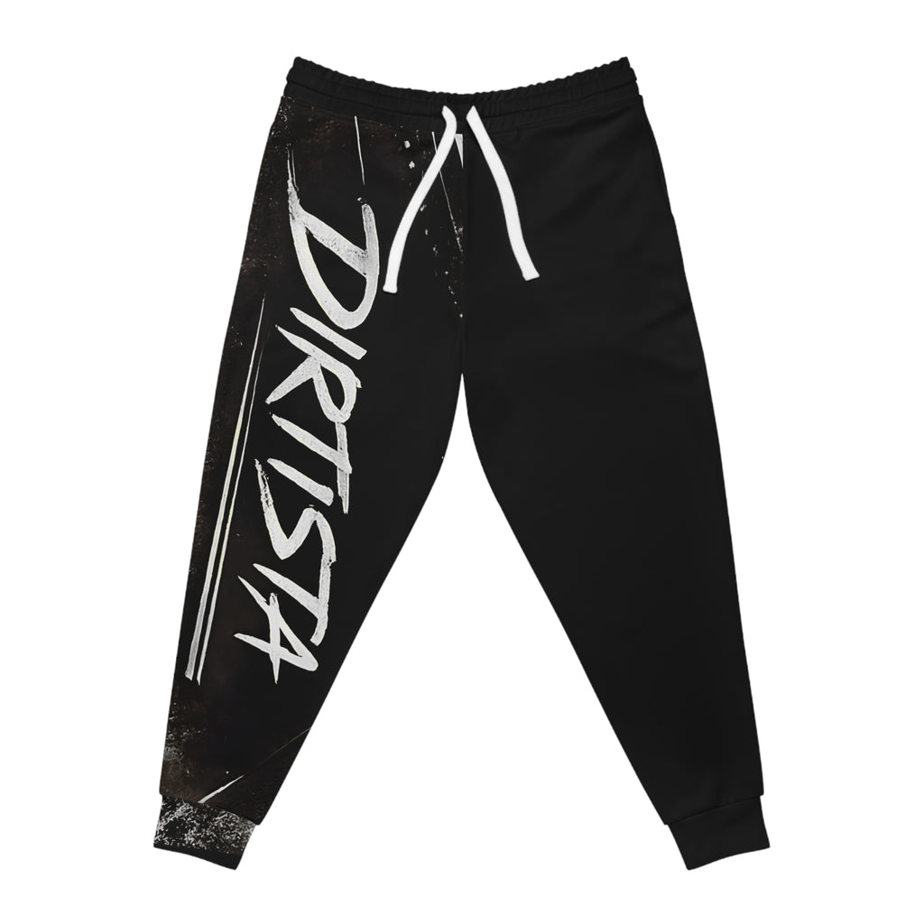 Dirtista Graphic Joggers – Black Athletic Sweatpants with Bold Script