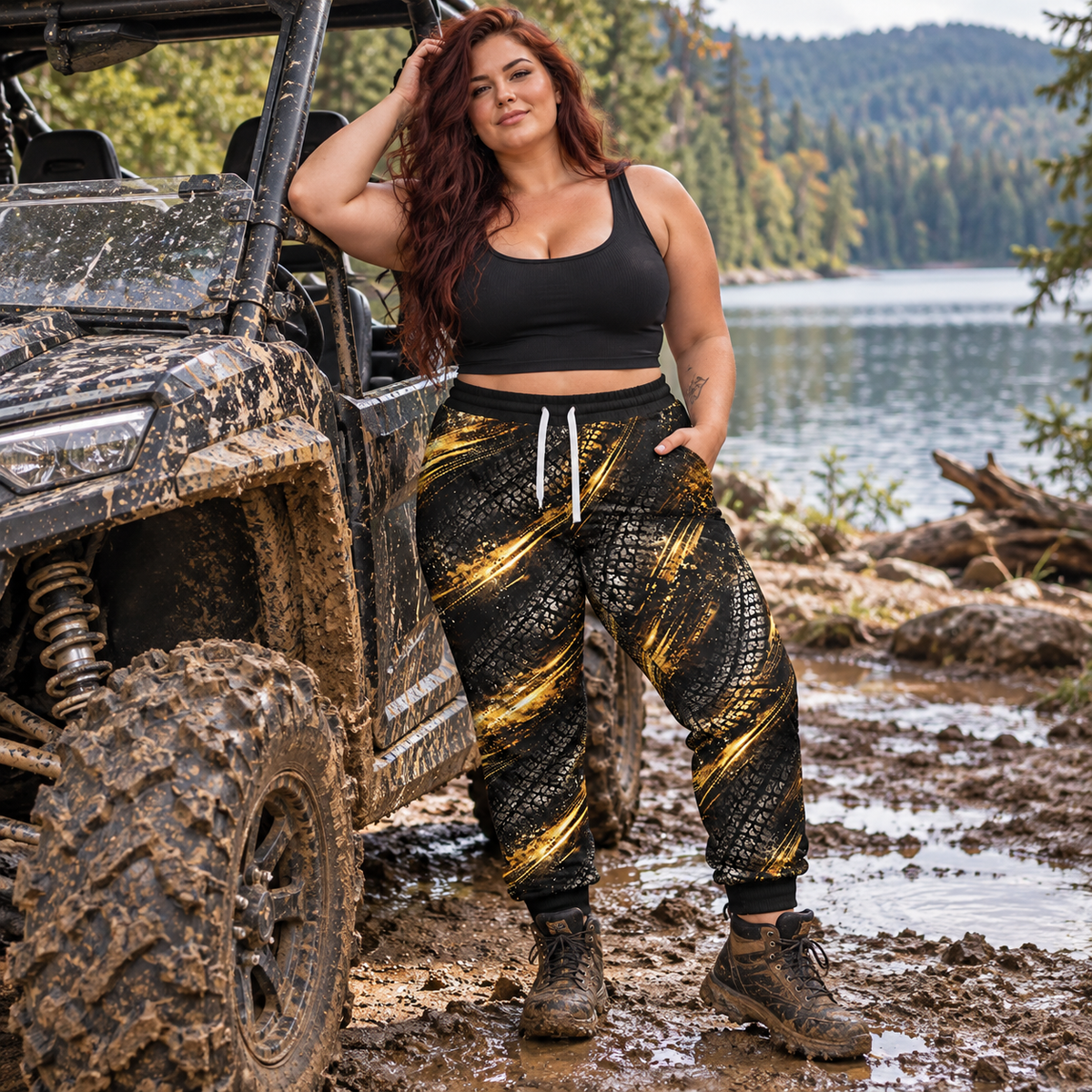 Gold Rush Tire Track Women’s ATV/UTV All-Over Print Joggers – Dirtista