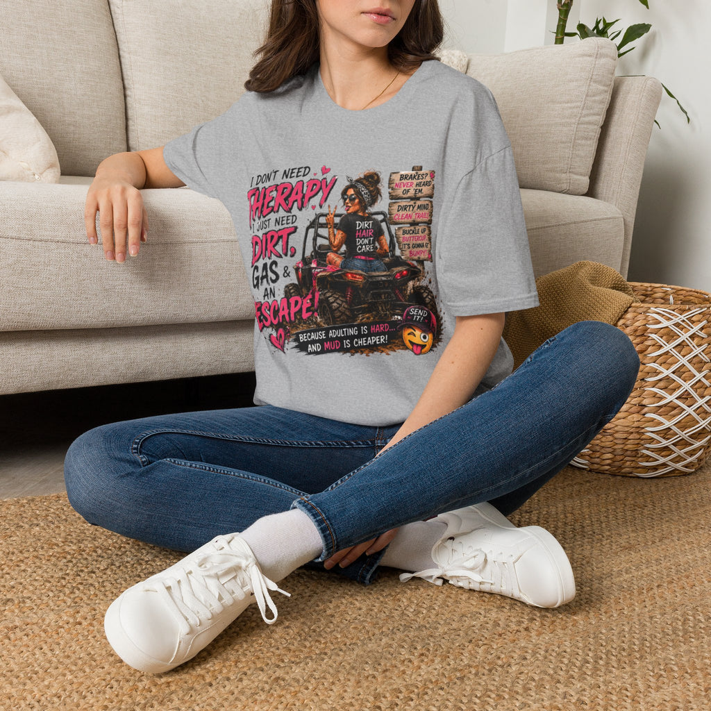 "I Don't Need Therapy, I Just Need Dirt, Gas & An Escape" ATV Racing Tee