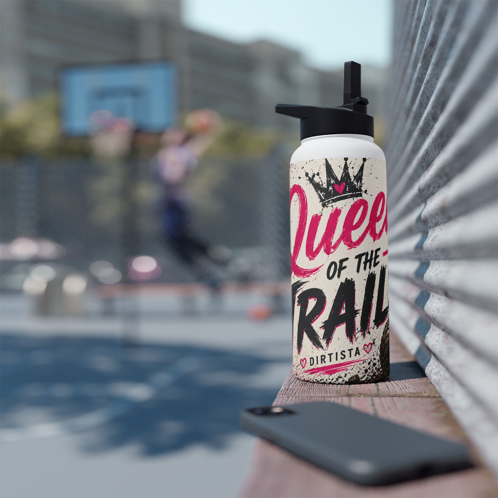 Motocross Queen Stainless Steel Water Bottle — 'Queen of the Trails' Pink Off‑Road Design