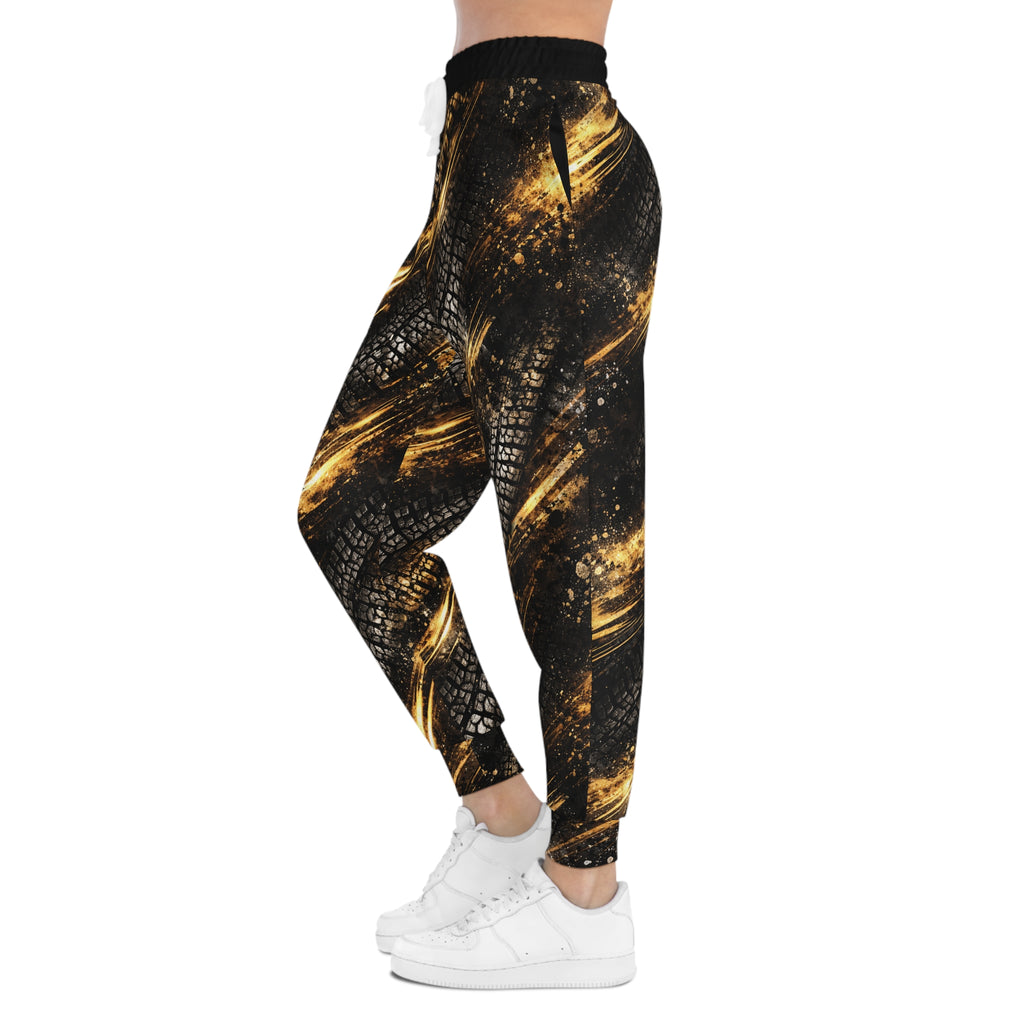 Gold Brushstroke Tire-Print Joggers