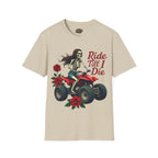Ride Till I Die ATV T-Shirt — Skeleton Rider with Roses
