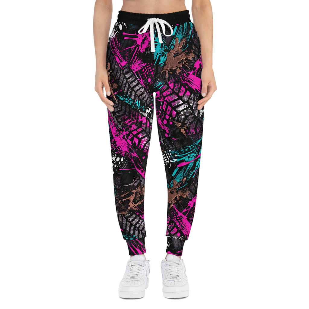 Neon Tire-Track Print Joggers