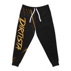Dirtstar Athletic Joggers — Black & Gold Racing Graphic Sweatpants