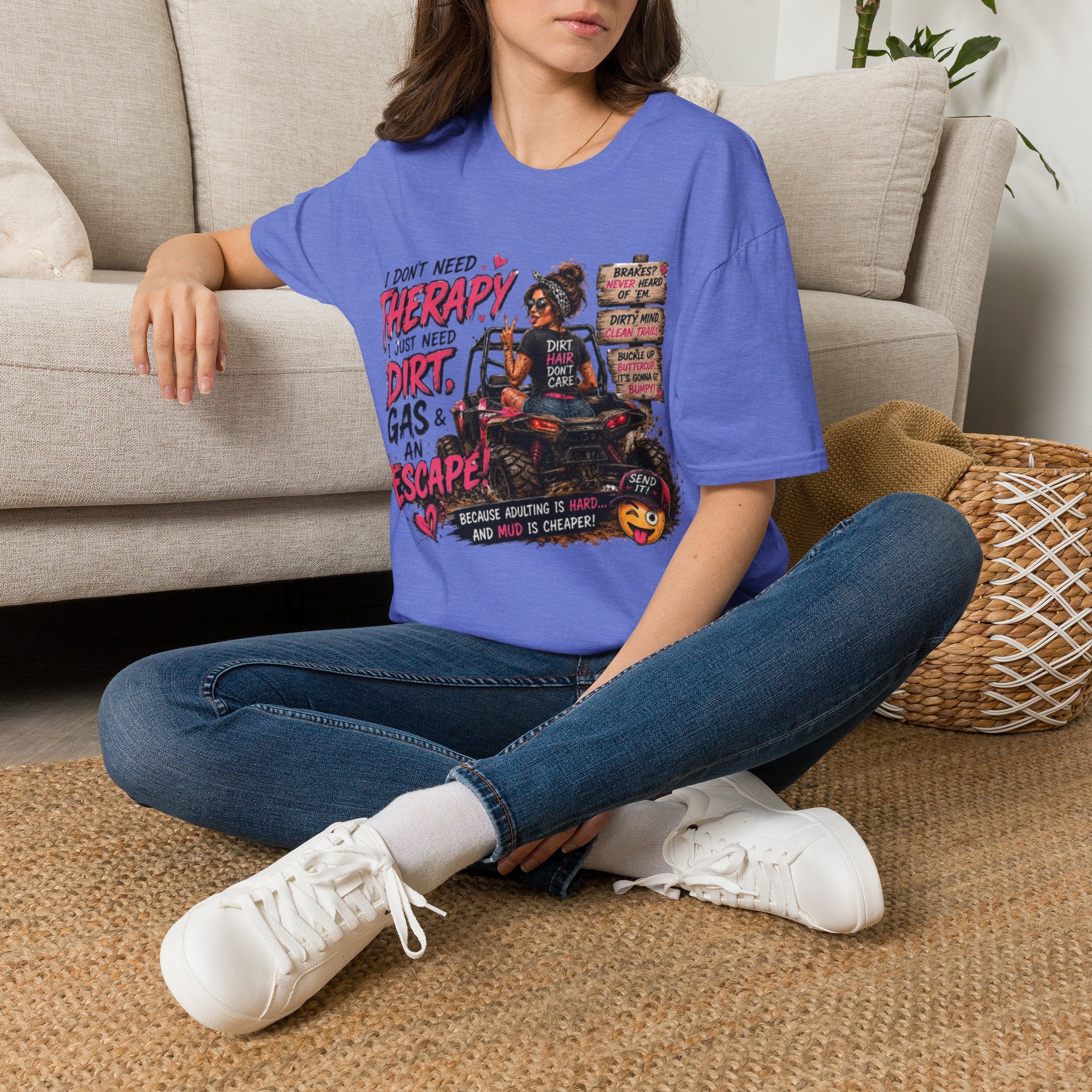 "I Don't Need Therapy, I Just Need Dirt, Gas & An Escape" ATV Racing Tee