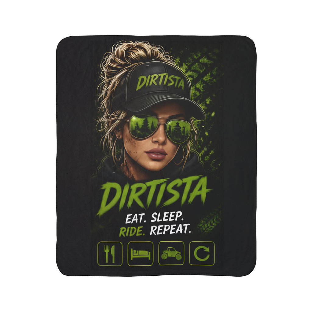 Dirtista "Eat. Sleep. Ride. Repeat." Sherpa Fleece Blanket | Women's ATV & UTV Throw Blanket