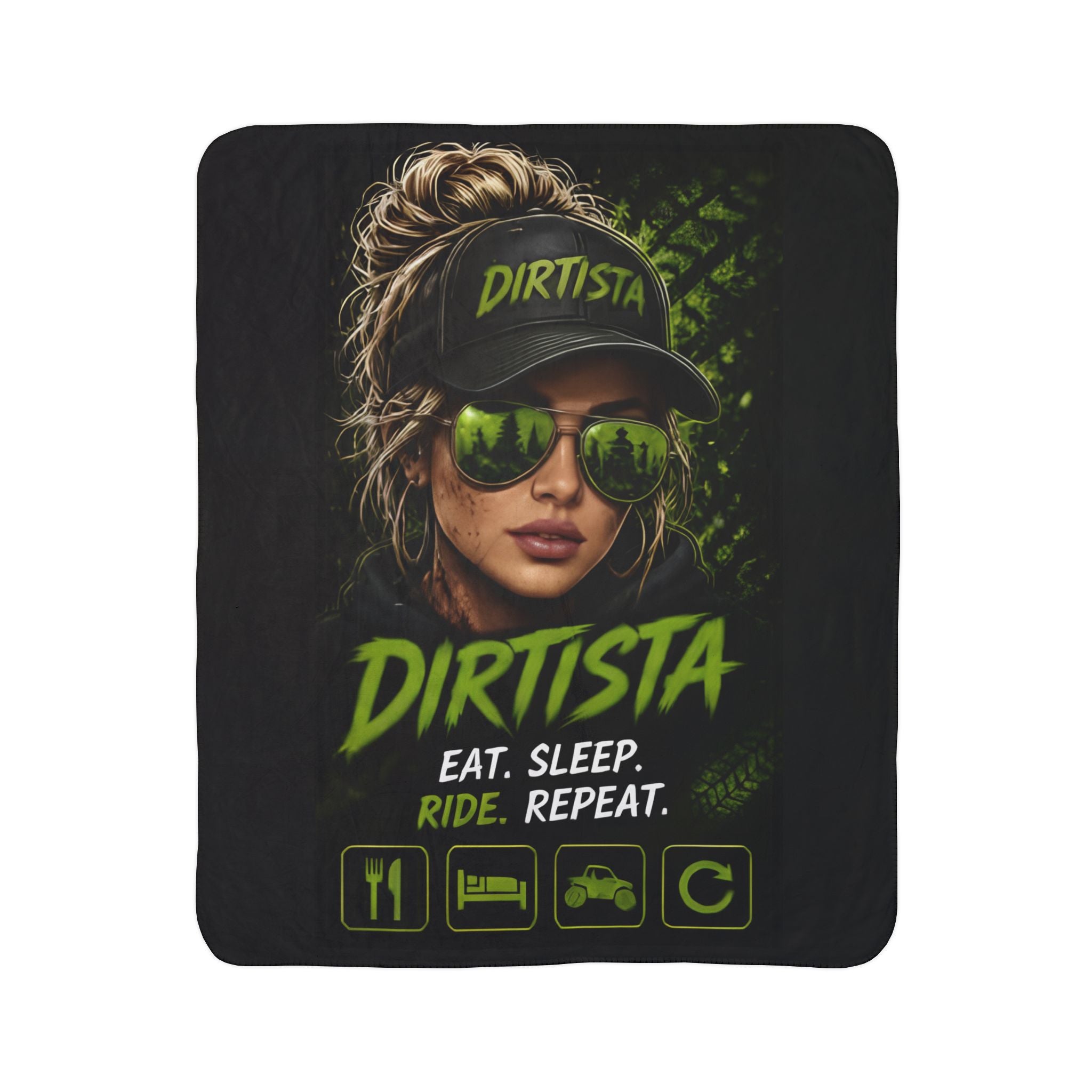 Dirtista "Eat. Sleep. Ride. Repeat." Sherpa Fleece Blanket | Women's ATV & UTV Throw Blanket