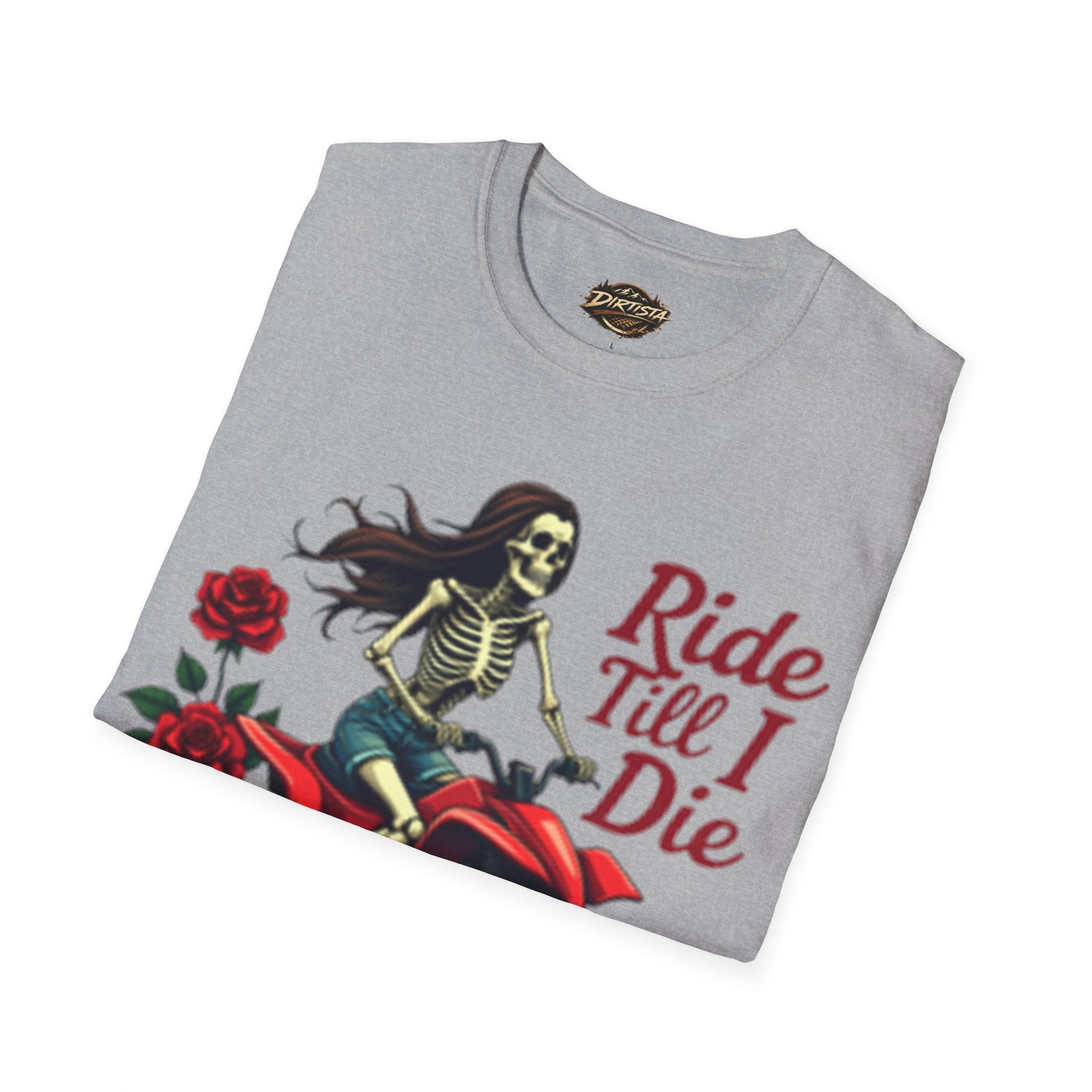 Ride Till I Die ATV T-Shirt — Skeleton Rider with Roses
