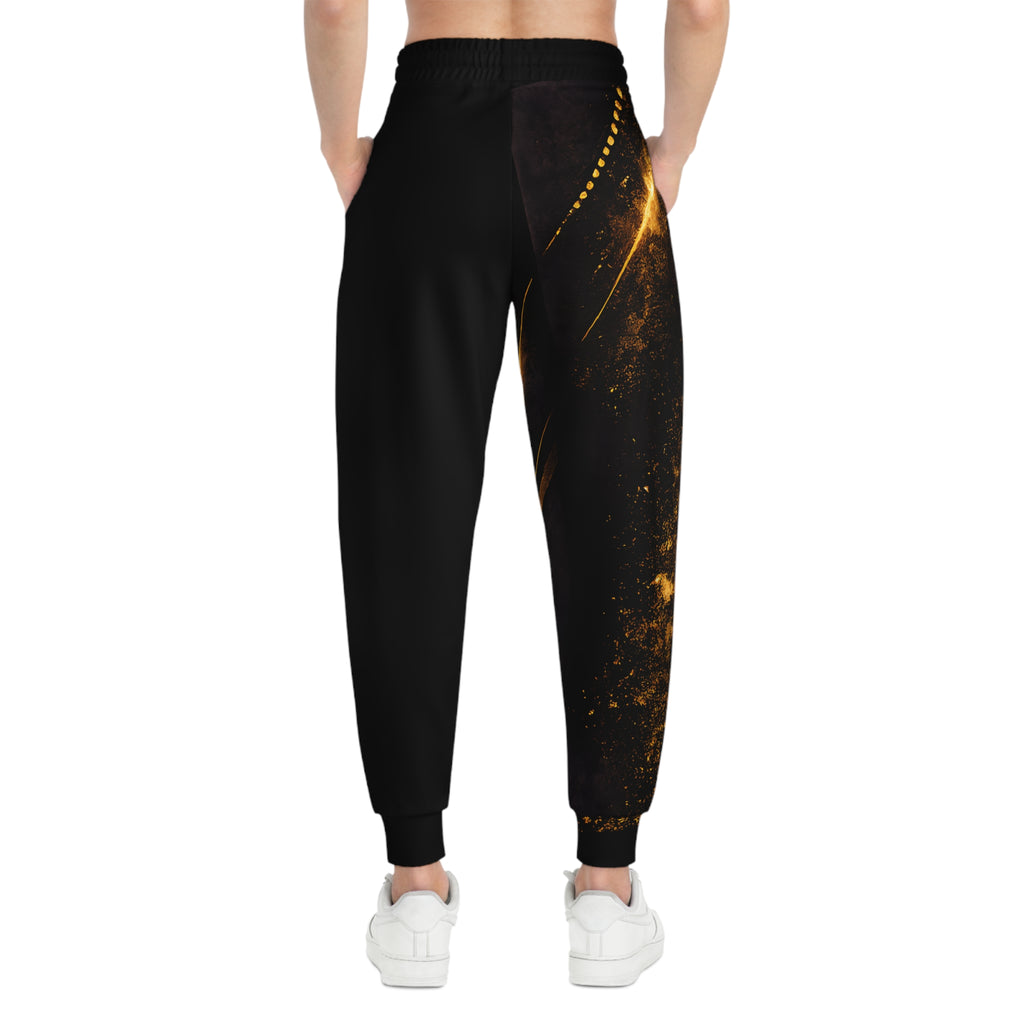 Dirtstar Athletic Joggers — Black & Gold Racing Graphic Sweatpants