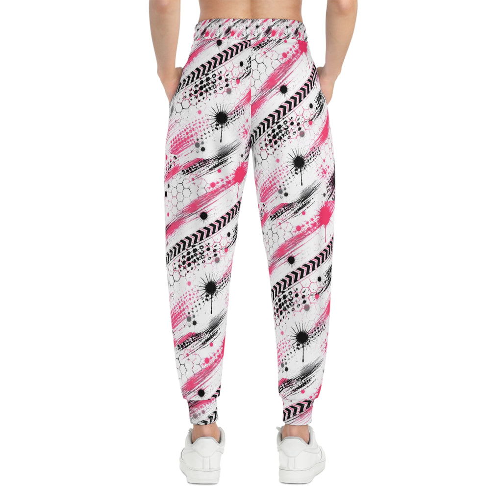 Pink Paint-Splash Athletic Joggers