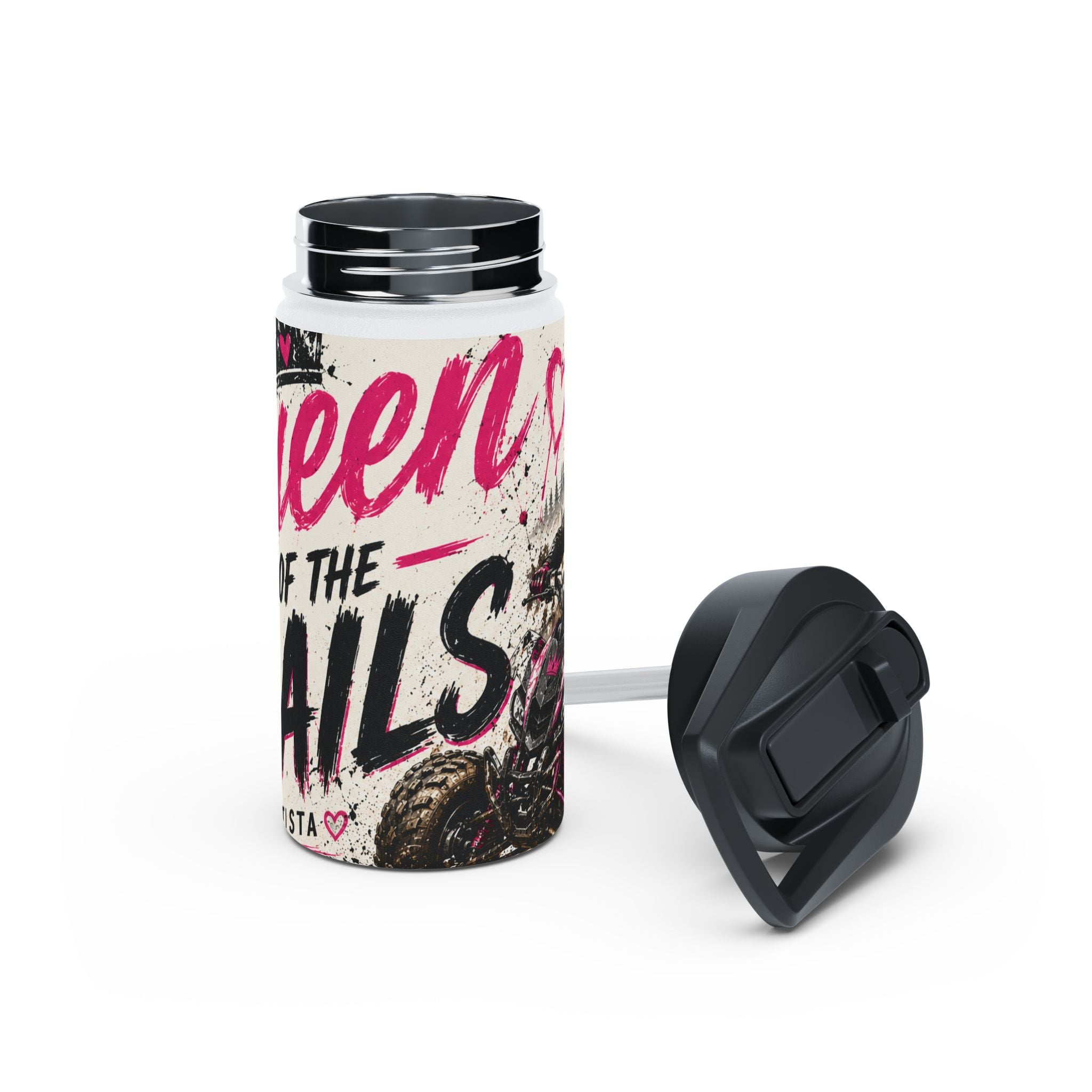 Motocross Queen Stainless Steel Water Bottle — 'Queen of the Trails' Pink Off‑Road Design