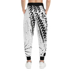 Dirtista Black & White Tire-Track Graphic Joggers