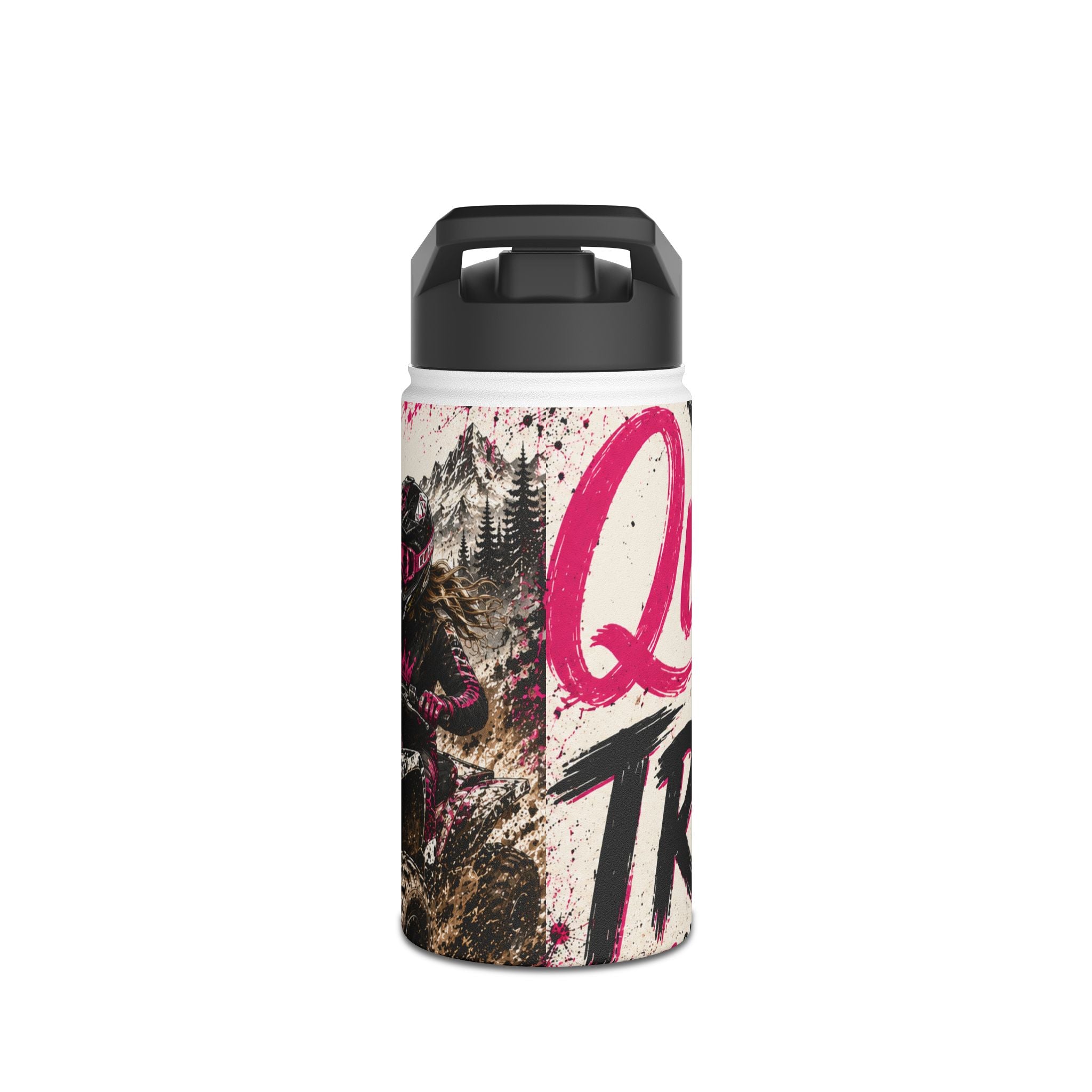 Motocross Queen Stainless Steel Water Bottle — 'Queen of the Trails' Pink Off‑Road Design