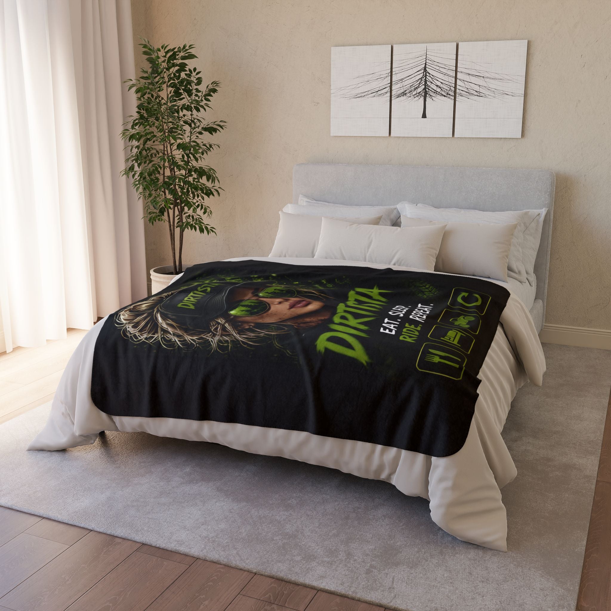 Dirtista "Eat. Sleep. Ride. Repeat." Sherpa Fleece Blanket | Women's ATV & UTV Throw Blanket
