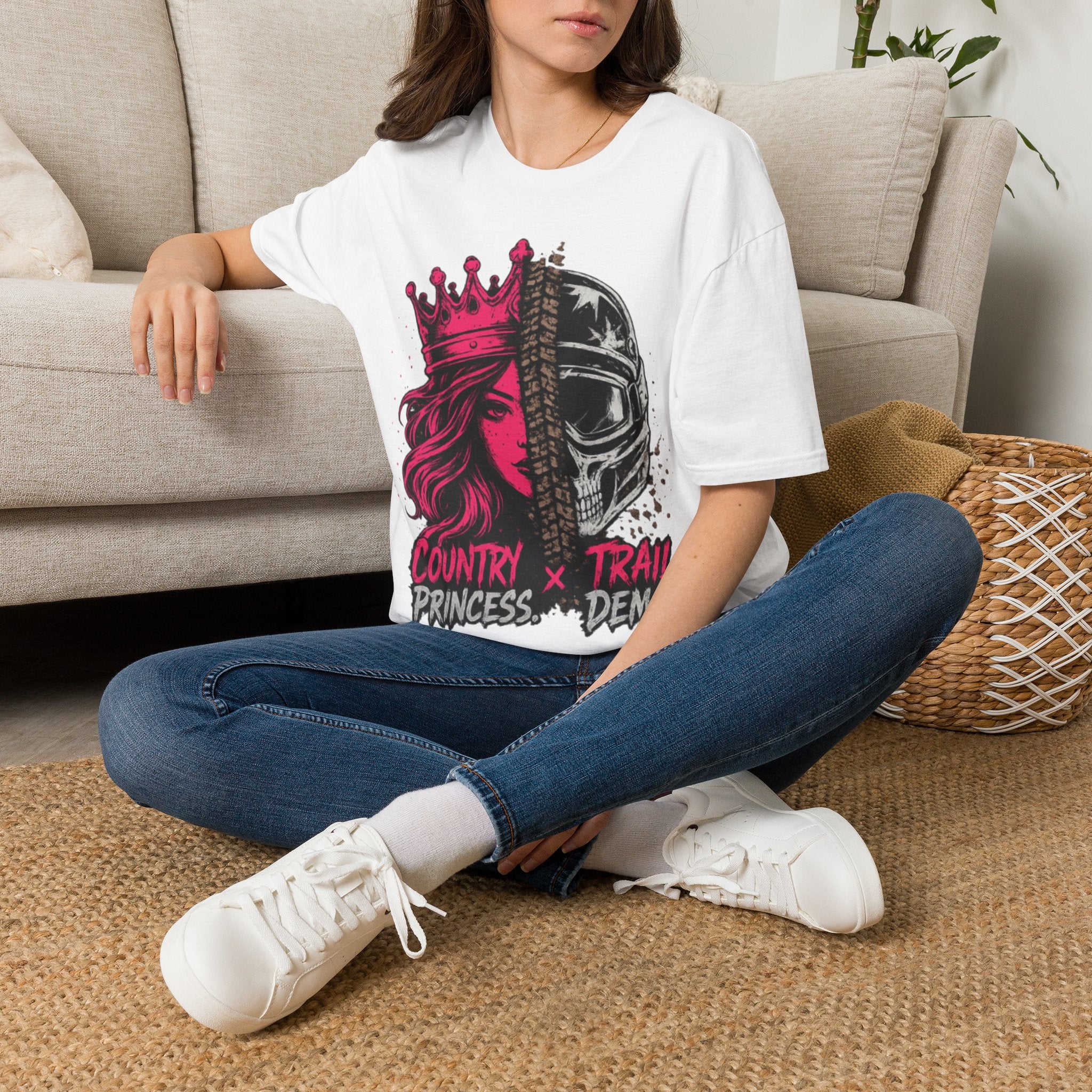 Country Princess x Skull Split-Face T-Shirt