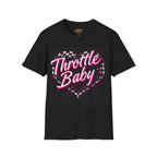 Throttle Baby T‑Shirt — Pink Checkered Heart Racing Tee