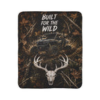 Built for the Wild Sherpa Blanket — Camo ATV & Deer Skull Fleece Throw