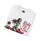 Ride Till I Die ATV T-Shirt — Skeleton Rider with Roses
