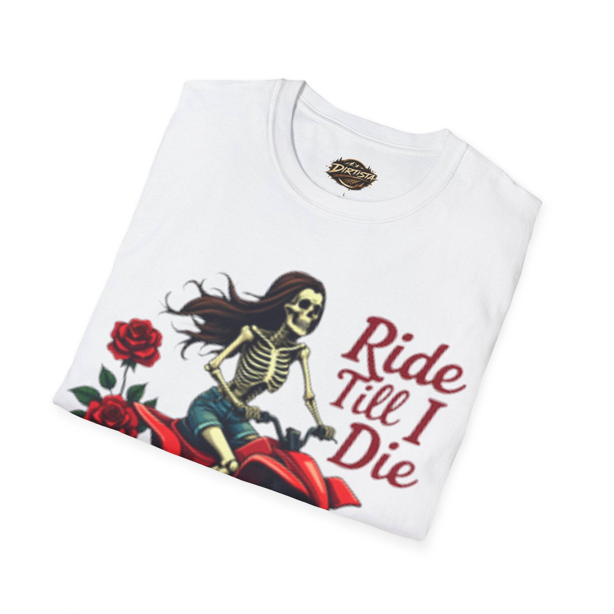 Ride Till I Die ATV T-Shirt — Skeleton Rider with Roses