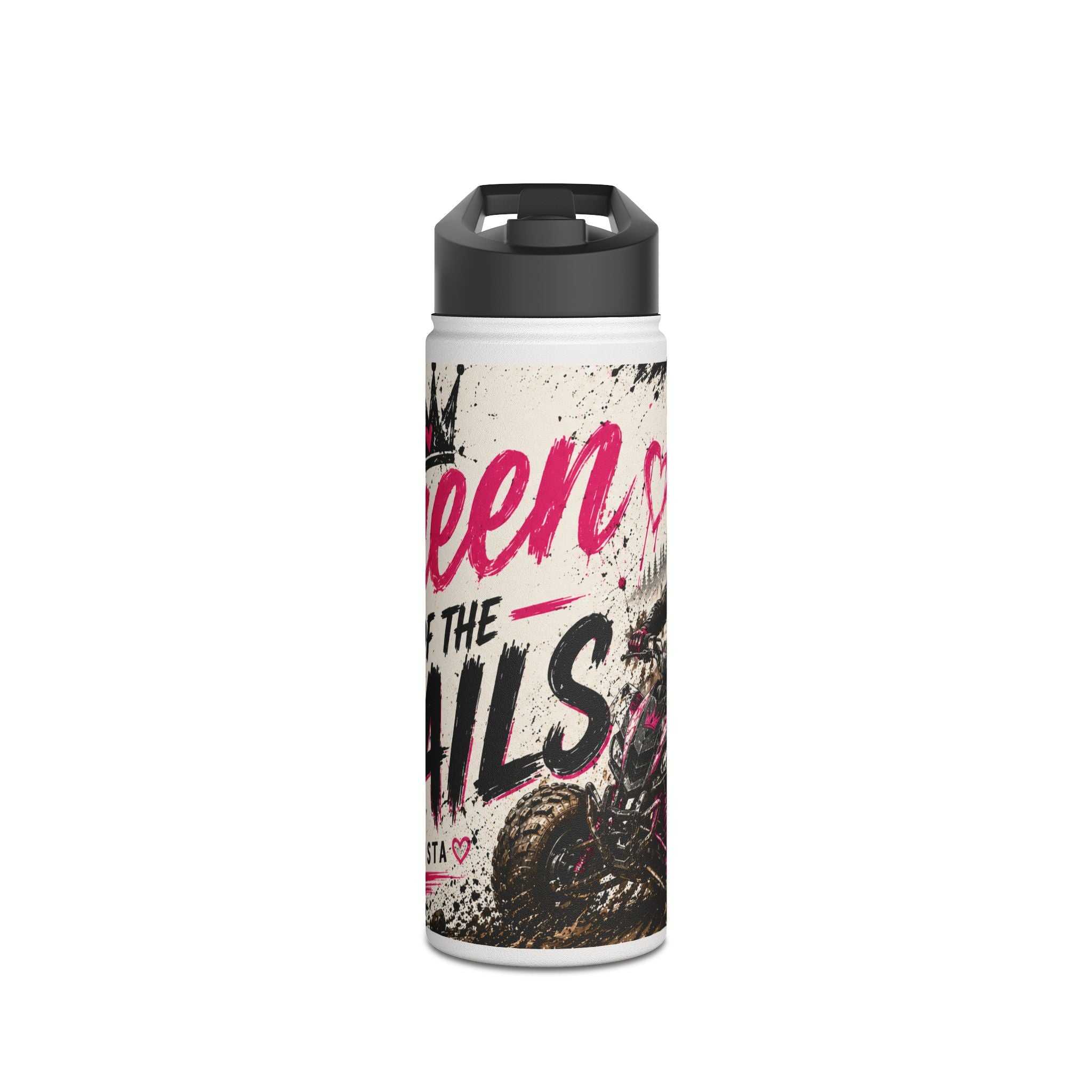 Motocross Queen Stainless Steel Water Bottle — 'Queen of the Trails' Pink Off‑Road Design
