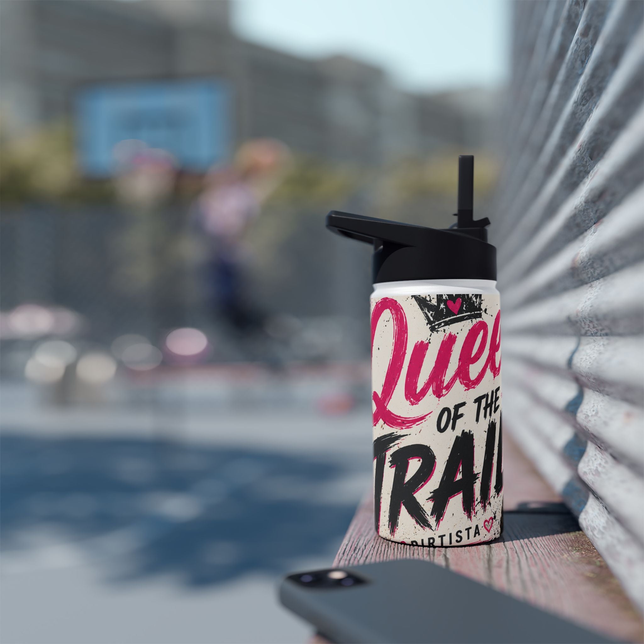Motocross Queen Stainless Steel Water Bottle — 'Queen of the Trails' Pink Off‑Road Design